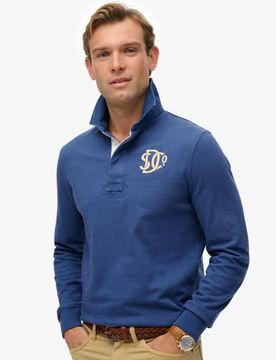 Superdry Herren Vintage Athletic Rugby-shirt Blue - Größe: L