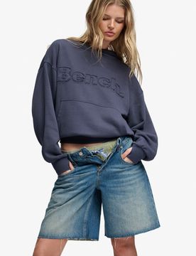 Superdry Damen Bench OverGrößed Hoodie mit Applikation Navy - Größe: 1Größe