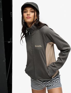 Superdry Damen Bench Hochkragen-trainingsjacke mit Kontrastdetails Grey - Größe: Xxs