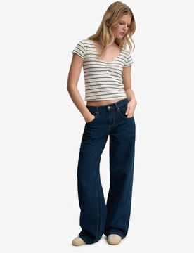 Superdry Damen Mid Rise Baggy Jeans Dark Blue - Größe: 30/30