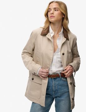 Superdry Damen Estate Cotton Barn Jacke Brown - Größe: 38