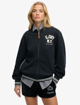 Superdry Damen Country Club Jersey-bomberjacke Navy - Größe: 40