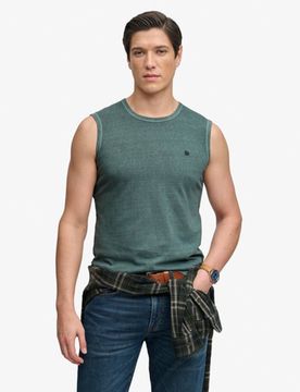 Superdry Herren Classic Baumwoll-leinen Tanktop Green - Größe: S