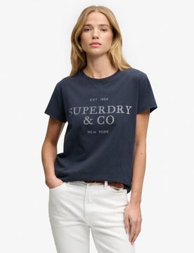 Superdry Damen Luxe Casual Classic T-shirt Navy - Größe: 36