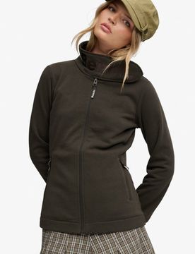 Superdry Damen Bench Trainingsjacke mit Stehkragen und Stickerei Green - Größe: Xxs