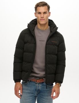 Superdry Herren Kapuzen-mikrofaser-sport-steppjacke Black - Größe: L