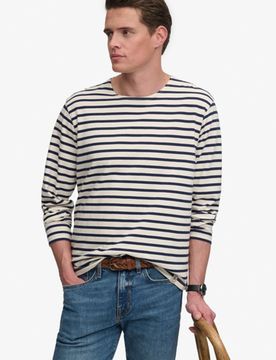 Superdry Herren The Merchant Store Gestreiftes Langarmshirt White - Größe: M