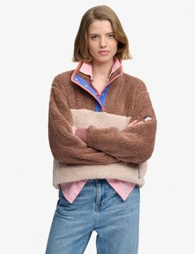 Superdry Damen Superweicher Mash Up Teddy-fleece Braun - Größe: 36