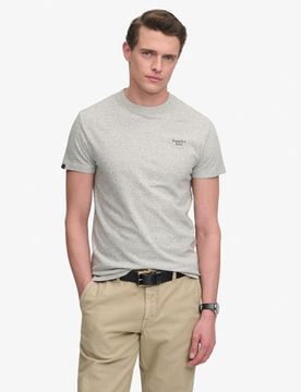 Superdry Herren Essential Serif Logo T-shirt mit Stickerei Light Grey - Größe: L