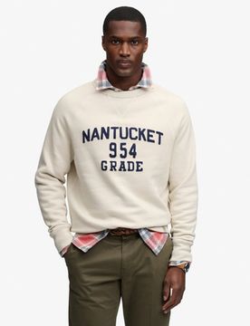 Superdry Herren Merchant Vintage Applikation Sweatshirt Cream - Größe: S