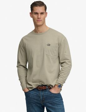 Superdry Herren Langärmliges T-shirt mit Tasche Green - Größe: S