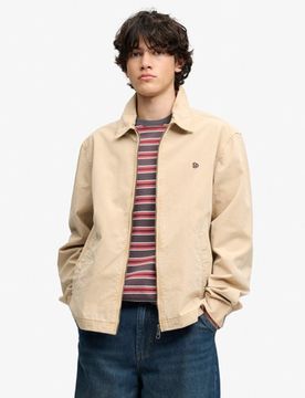 Superdry Herren Leichte Preppy Harrington Jacke Lockere Passform Beige - Größe: M