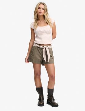 Superdry Damen Klassische Chino-shorts Green - Größe: 40