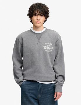 Superdry Men's Block Text Rundhals-sweatshirt Hellgrau - Größe: XL