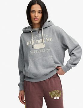 Superdry Damen Athletic Essential Applique Crop-hoodie Grey - Größe: 44