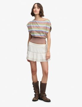 Superdry Damen Ibiza Minirock Lockere Passform White - Größe: 42