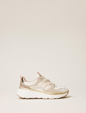 Baskets de running en cuir et filet