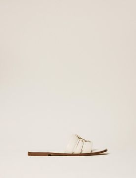 Sandales slide en cuir avec logo