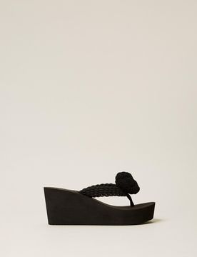Sandales compensées avec fleur