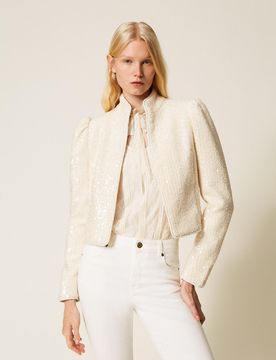 Blouson en tissu bouclé avec sequins