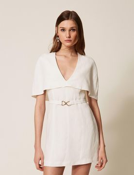 Robe courte cape en lin mélangé