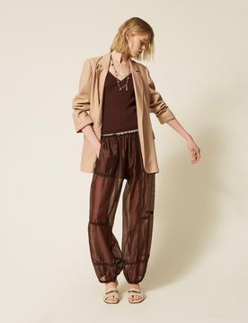 Pantalon de jogging en voile avec dentelle