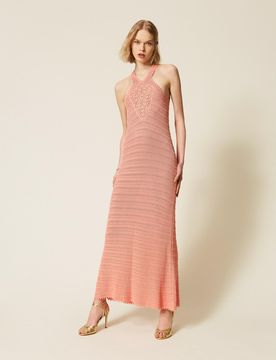 Robe longue en maille avec crochet