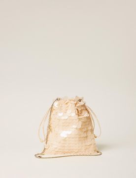 Accessoires - Pochette en satin avec sequins, Beige « Rope », Taille Unique