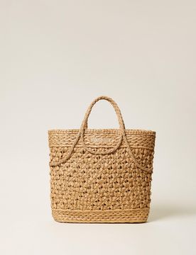 Twinset Cabas en raphia au crochet