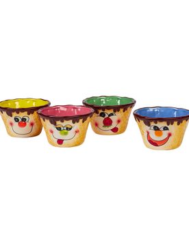 Keramik-Eisbecher "Schleckermäulchen", 4 Stück mehrfarbig