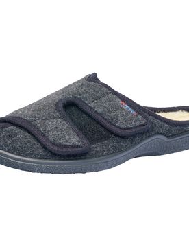 Klettpantoffel mit Schurwolle 41 grau