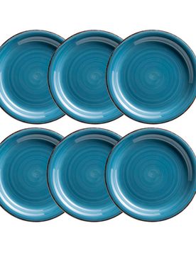 Mäser Dessertteller-Set, Steingut LUMACA blau