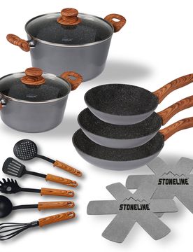 ® Kochgeschirr-Set 14-teilig mit Deckeln - Holzoptik