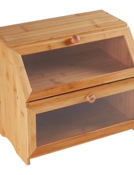 Brotkasten mit 2 Fächern, Holz braun