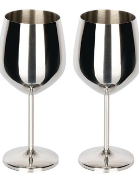 Premium-Edelstahl-Weingläser, 2 Stück silber