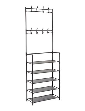 Garderobe mit Schuhregal schwarz