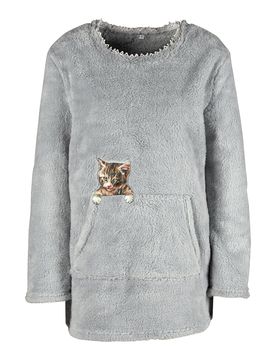 Kuschel-Pullover "Kater Carlo" M grau