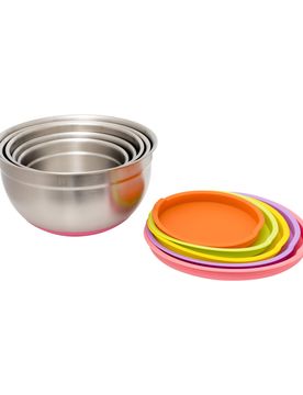 Schüssel-Set, Edelstahl mit Silikonboden, 5-teilig silber