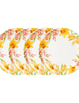 Teller „Tulpen“, 4 Stück weiss orange
