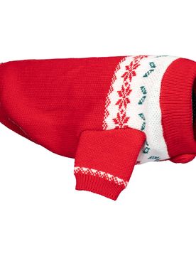 Weihnachts-Pullover für Hunde „Bello“ M rot weiss
