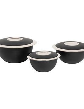 Edelstahl-Thermoschüssel-Set, 3-teilig schwarz
