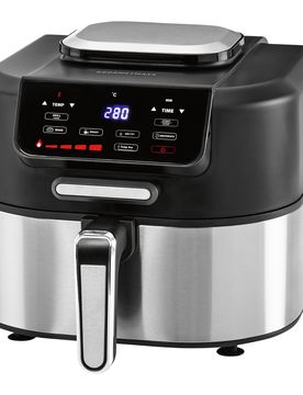 Grill-Heißluftfritteuse „2 in 1“ schwarz