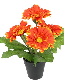 Kunstblume "Gerbera im Topf" orange
