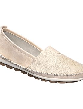 Stretch-Mokassin mit Leder „Sabine“ 38 beige