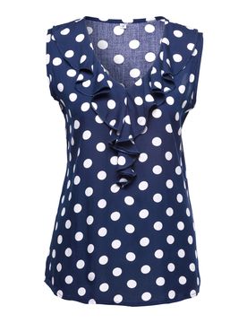 Damenbluse „Punkte“ blau XL Damen
