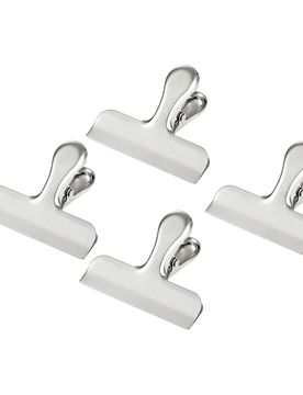 Edelstahl Verschlussclips "XXL", 4 Stück silber