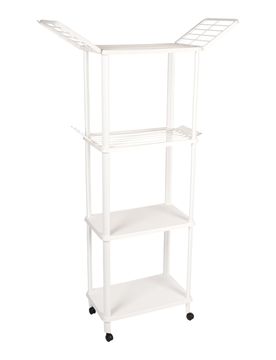 Badregal mit Wäschetrockner weiss