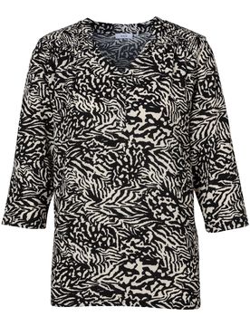 Crêpe-Shirt „Lydia“ schwarz weiss L Damen