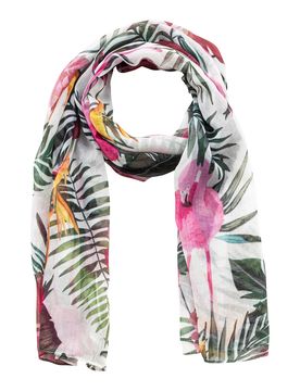 Sommer-Schal „Hibiskus“ gruen pink weiss