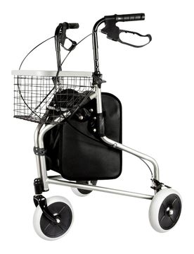 Dreirad Rollator Aluminium mit Korb, Tasche und Tablett - AT51029 grau